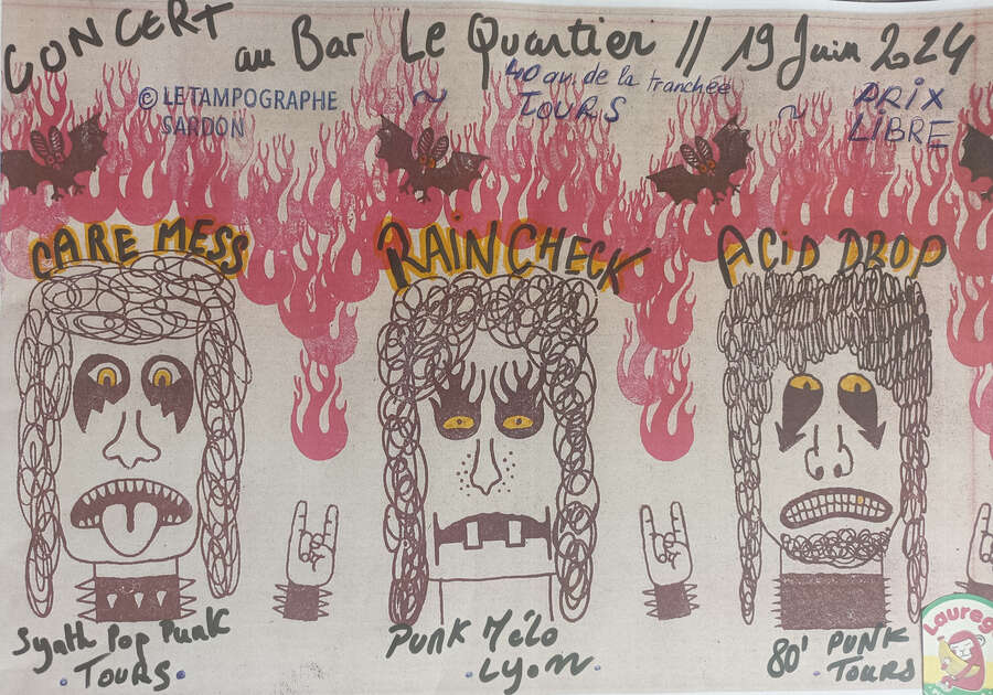 Photo de l'événement Concert au Quartier: Care Mess (Punk Synthé) + Acid Drop (Punk 80's) + Raincheck (Punk Mélo) à Le Quartier