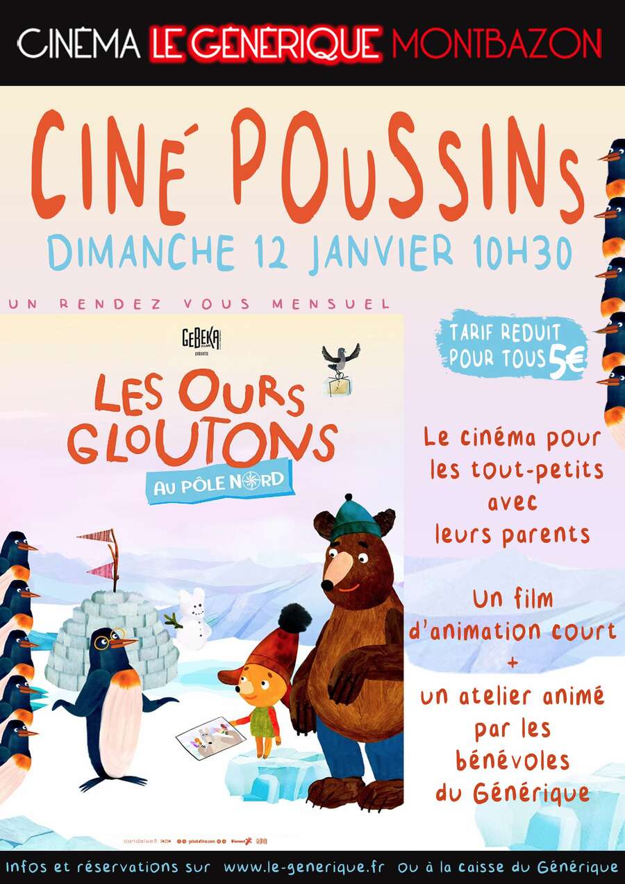 Photo de l'événement CINÉ-POUSSINS : LES OURS GLOUTONS AU PÔLE NORD à CINÉMA LE GÉNÉRIQUE