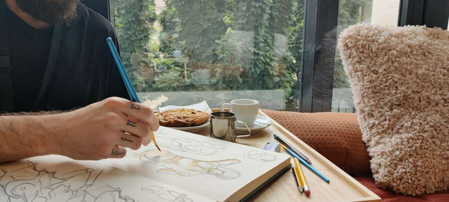 Illustration café cookie croquis