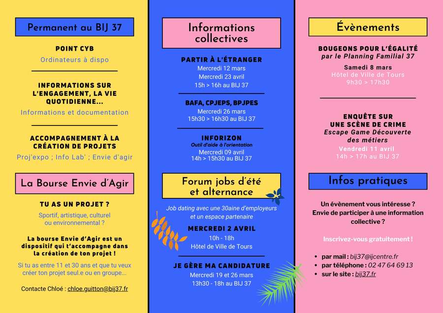 Photo de l'événement Programme mars/avril du BIJ 37 à Au BIJ 37