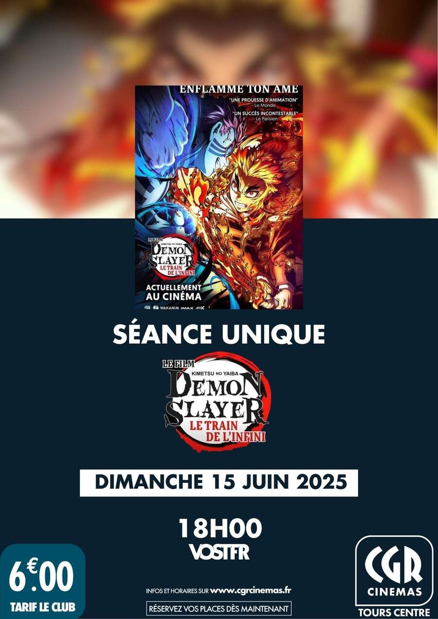 Photo de l'événement Demon Slayer: Le train de l'Infini à Cinéma CGR Tours centre 