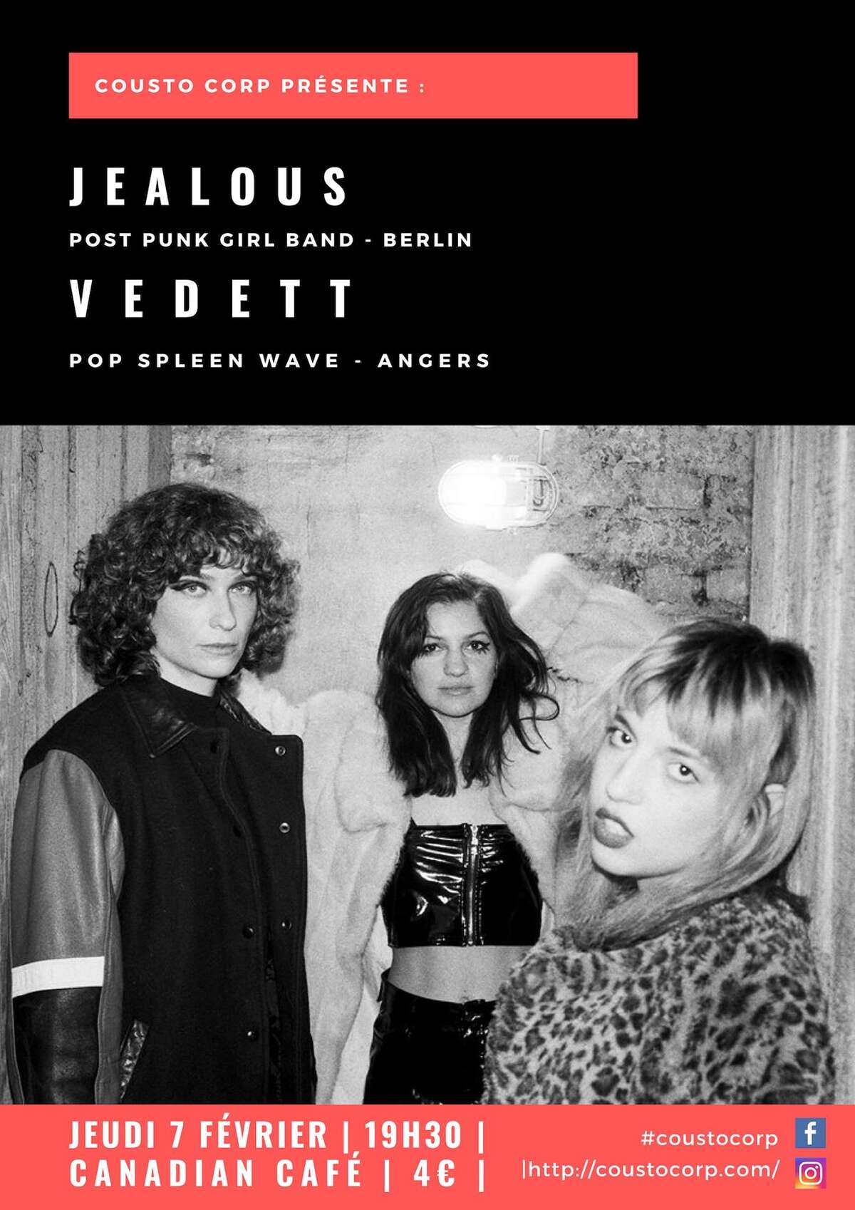 Photo de l'événement ★ Jealous - Post Punk Berlin • VedeTT - Pop Sleen Wave Angers ★ à Canadian Café