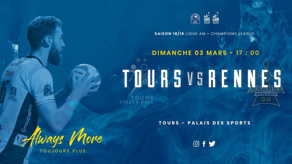 Photo de l'événement Tours - Rennes (Championnat LAM) à Tours Volley Ball