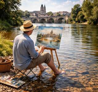 Illustration PEINDRE LES PIEDS DANS L'EAU – Les passantes poétiques • Peinture