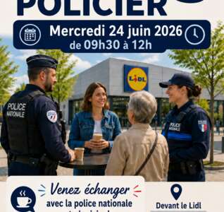 Illustration Un café avec un policier