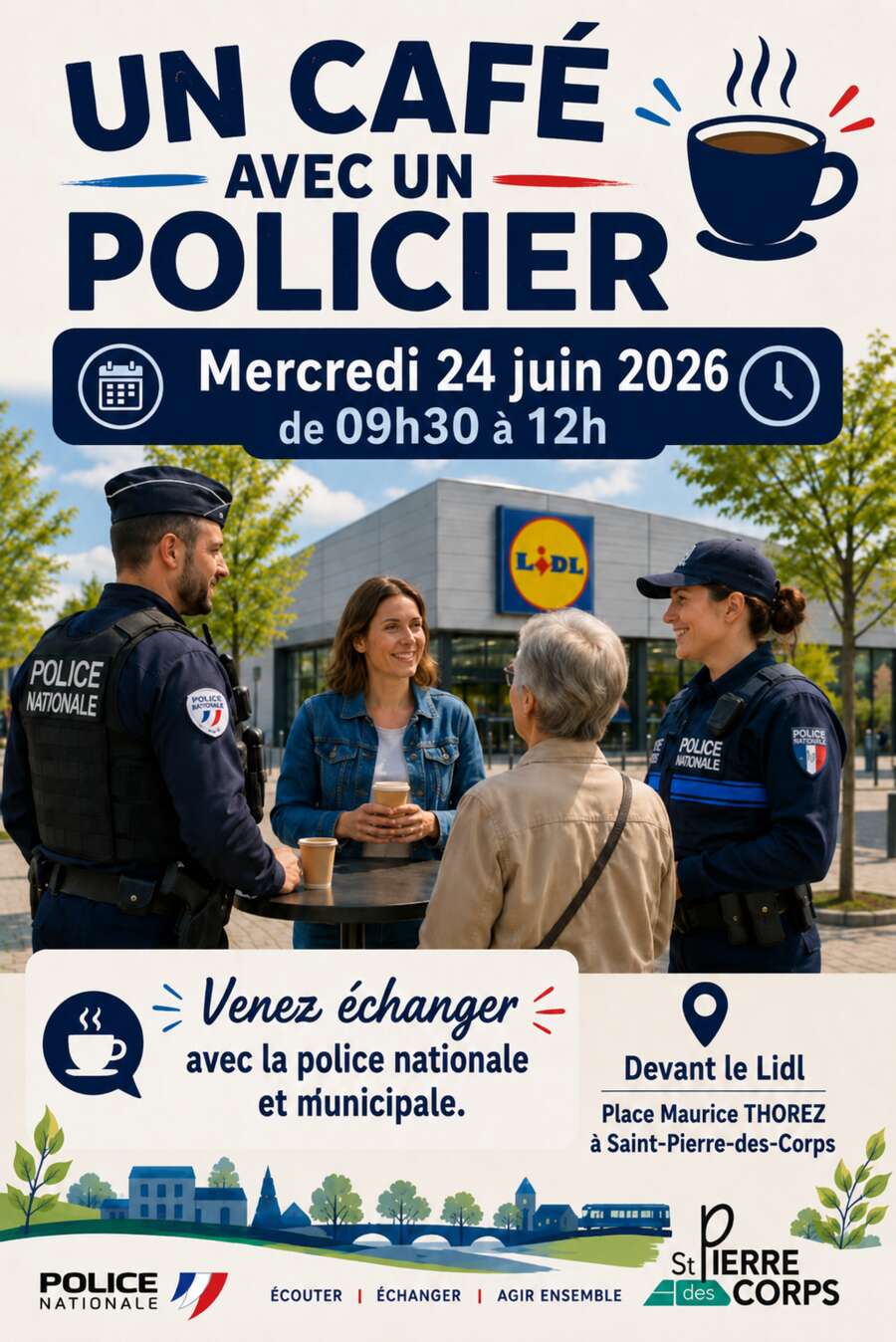 Photo de l'événement Un café avec un policier à Marché, devant le magasin Lidl