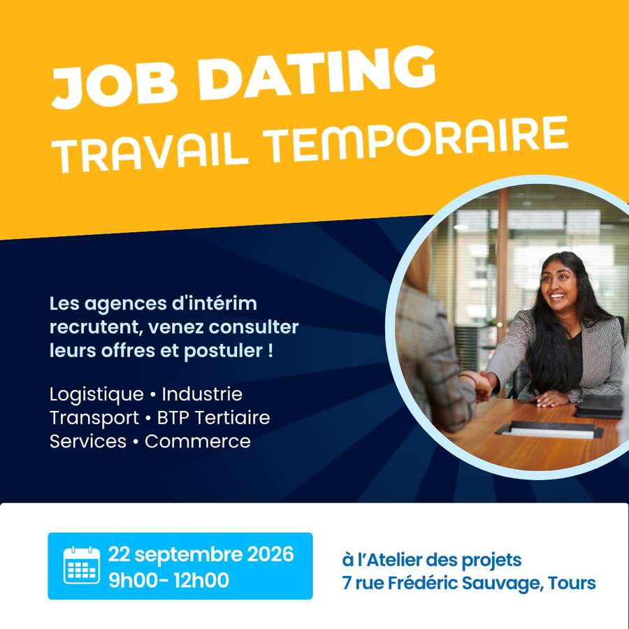 Photo de l'événement Job Dating - Travail temporaire à Atelier des Projets - AFPP/E2C Val de Loire