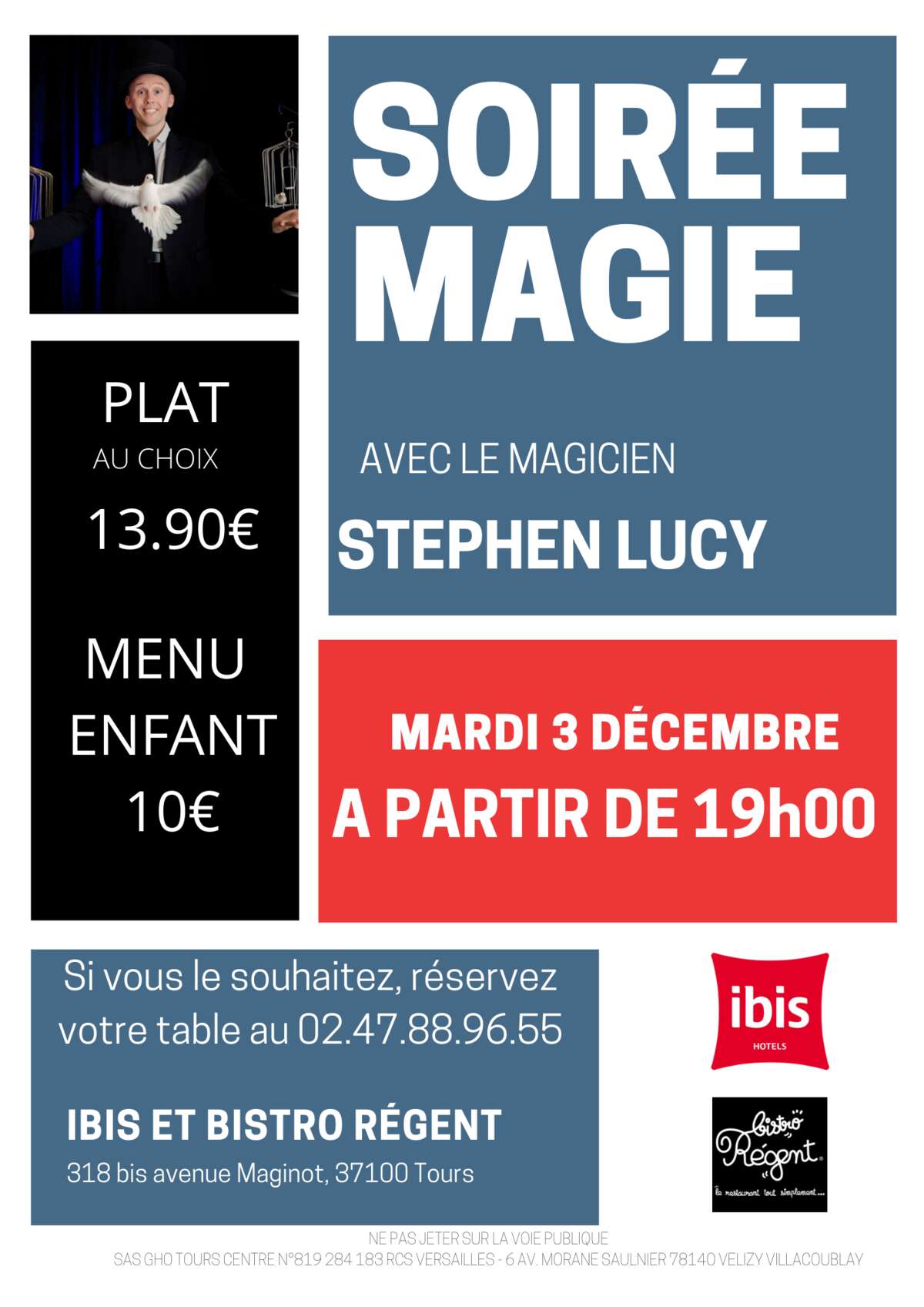 Photo de l'événement SOIRÉE MAGIE à Ibis Tours Nord