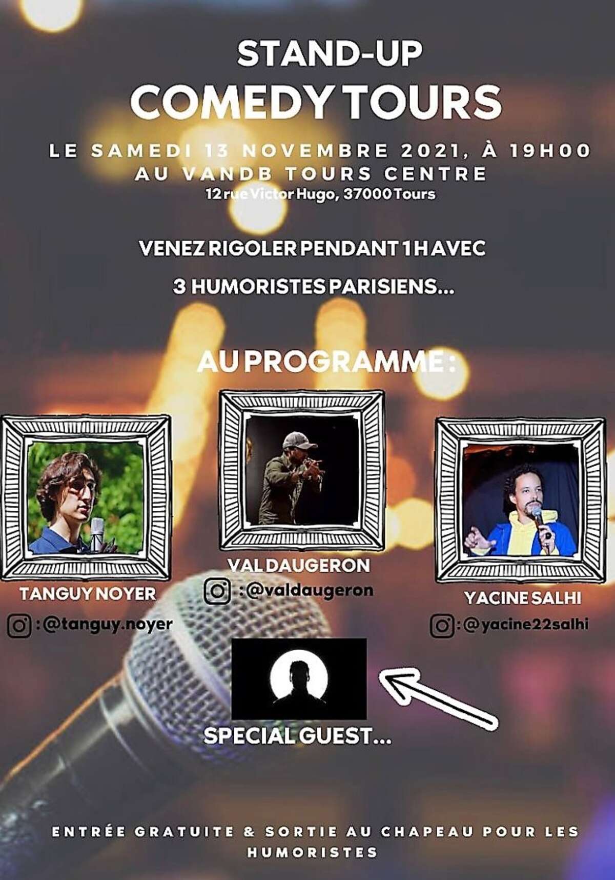 Photo de l'événement Soirée Stand-Up Comedy Tours à V and B Tours Centre