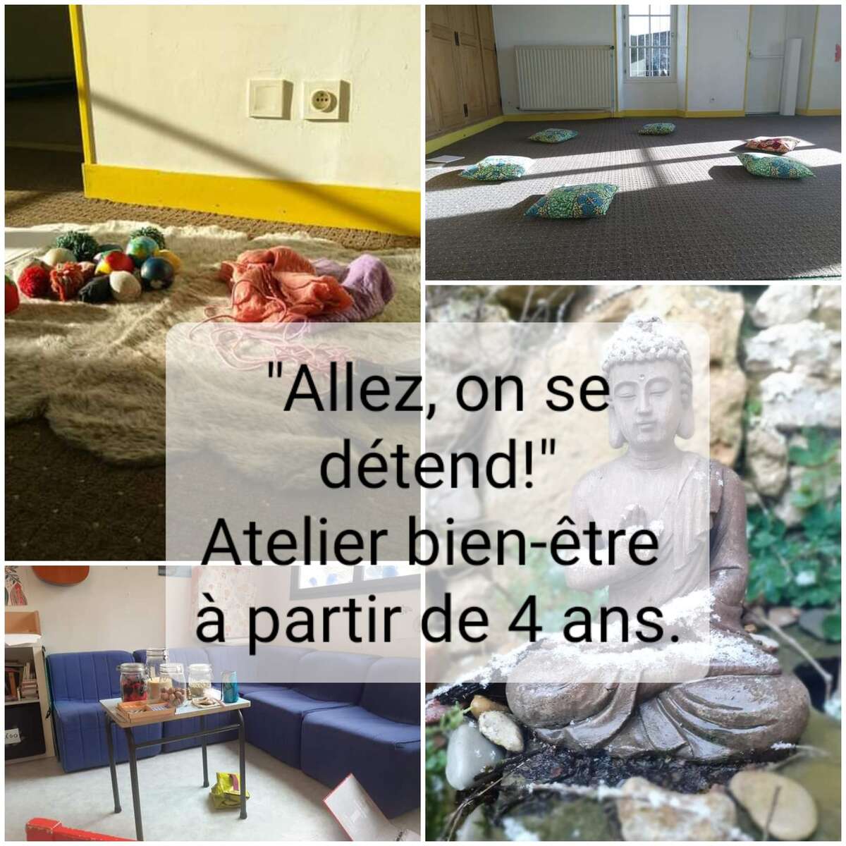 Illustration "Allez, on se détends!" atelier bien-être à partir de 4 ans